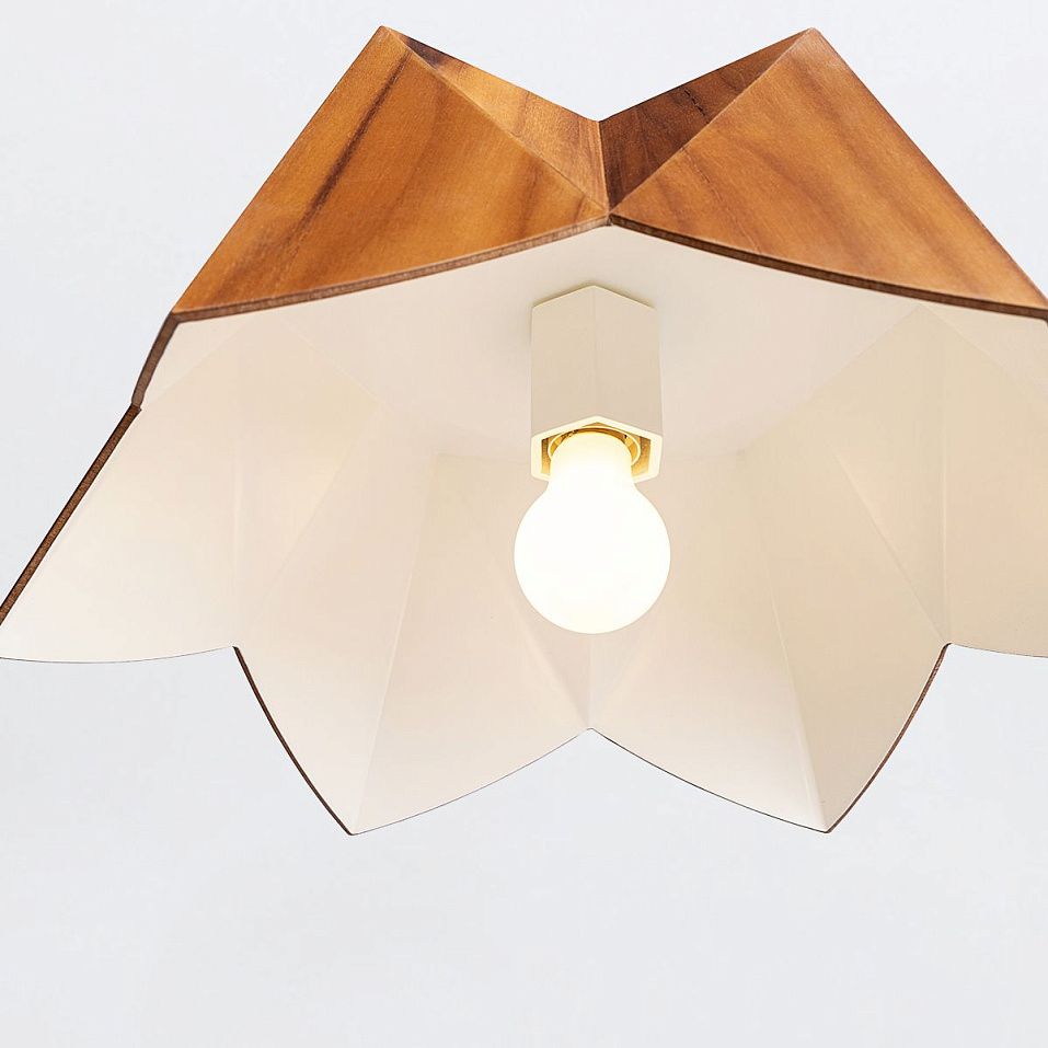 QN-PHYSALIS-P-M-TEAK PHYSALIS Teak Veneer /Nickel Plated Aluminium/Teak Veneer// подвесной E27 1х60    