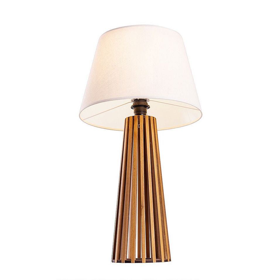 QN-SLATTED-TL-TEAK SLATTED Teak Veneer/Ivory // настольный E27 1х60  х   