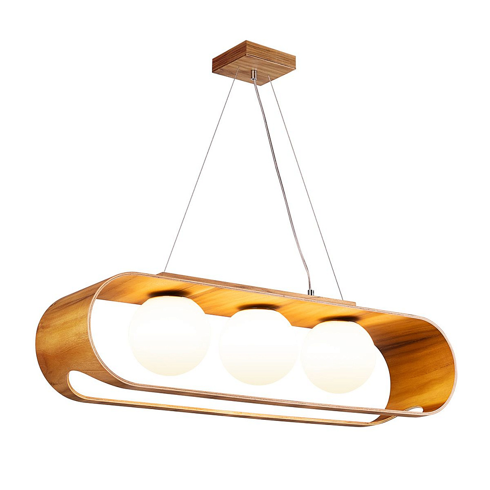 QN-SFERA-3P-TEAK  SFERA Teak Veneer /Nickel-Plated Aluminium /Opal// подвесной E27 3х40  х   