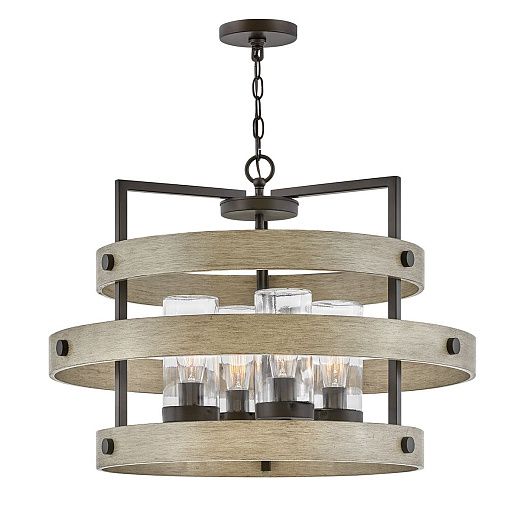 QN-RIVERWOOD4  RIVERWOOD Warm Bronze with Warm Ash accents /Clear// подвесной E27 4х60  х  QN-RIVERWOOD4 