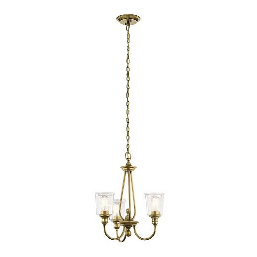 KL-WAVERLY3-NBR WAVERLY Natural Brass /Seeded Glass// подвесной E14 3х60  х  KL-WAVERLY3-NBR