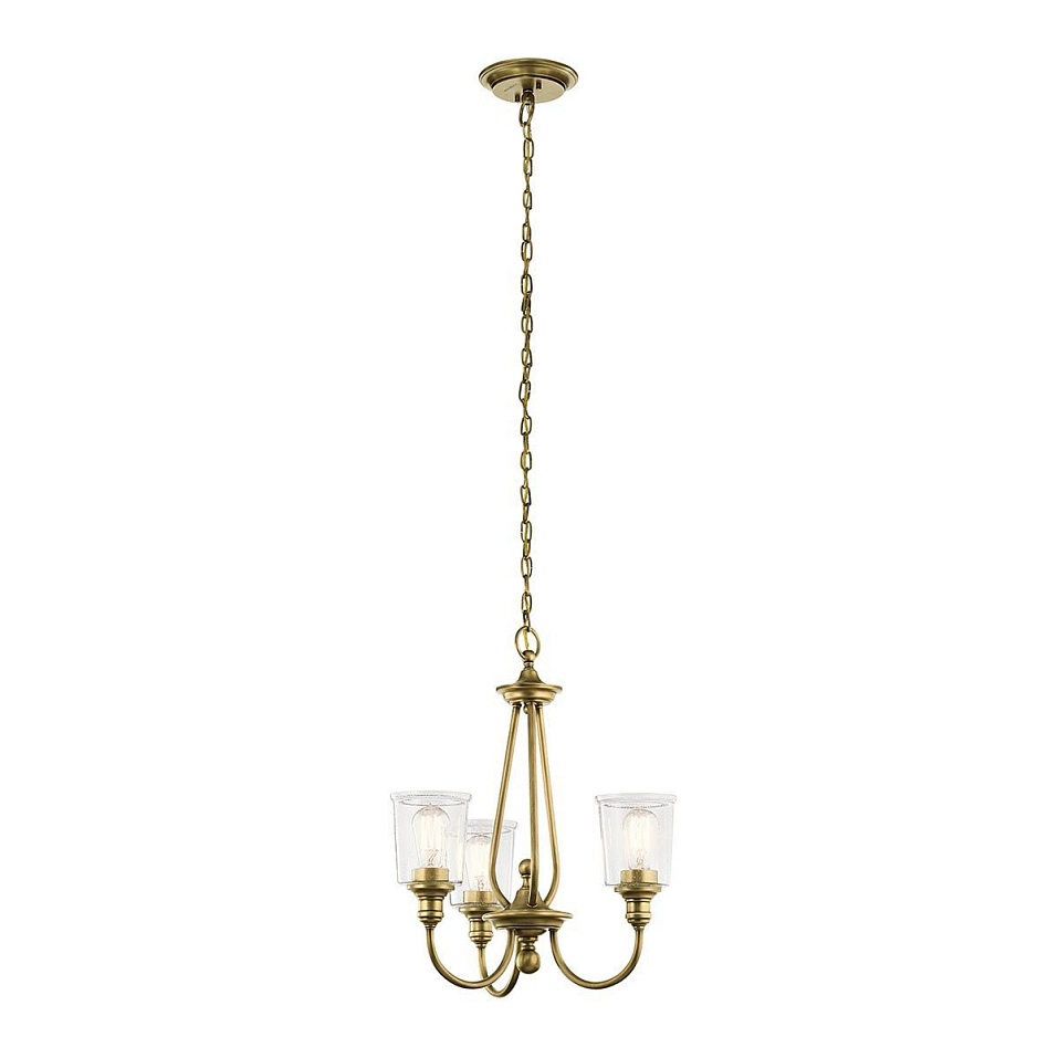 KL-WAVERLY3-NBR WAVERLY Natural Brass /Seeded Glass// подвесной E14 3х60  х   