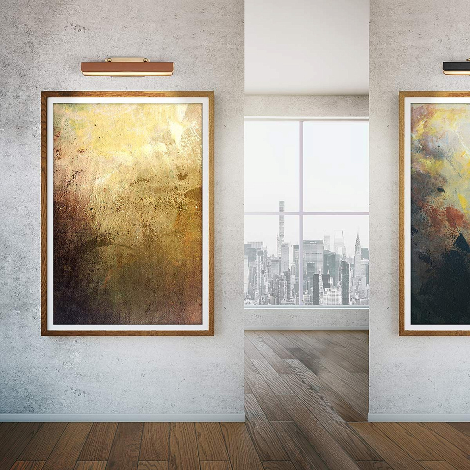 QN-VALISE-PL-M-VBS-CL  VALISE Vintage Brass/Cognac Leather ///Frosted подсветка для картин LED 1х18.   