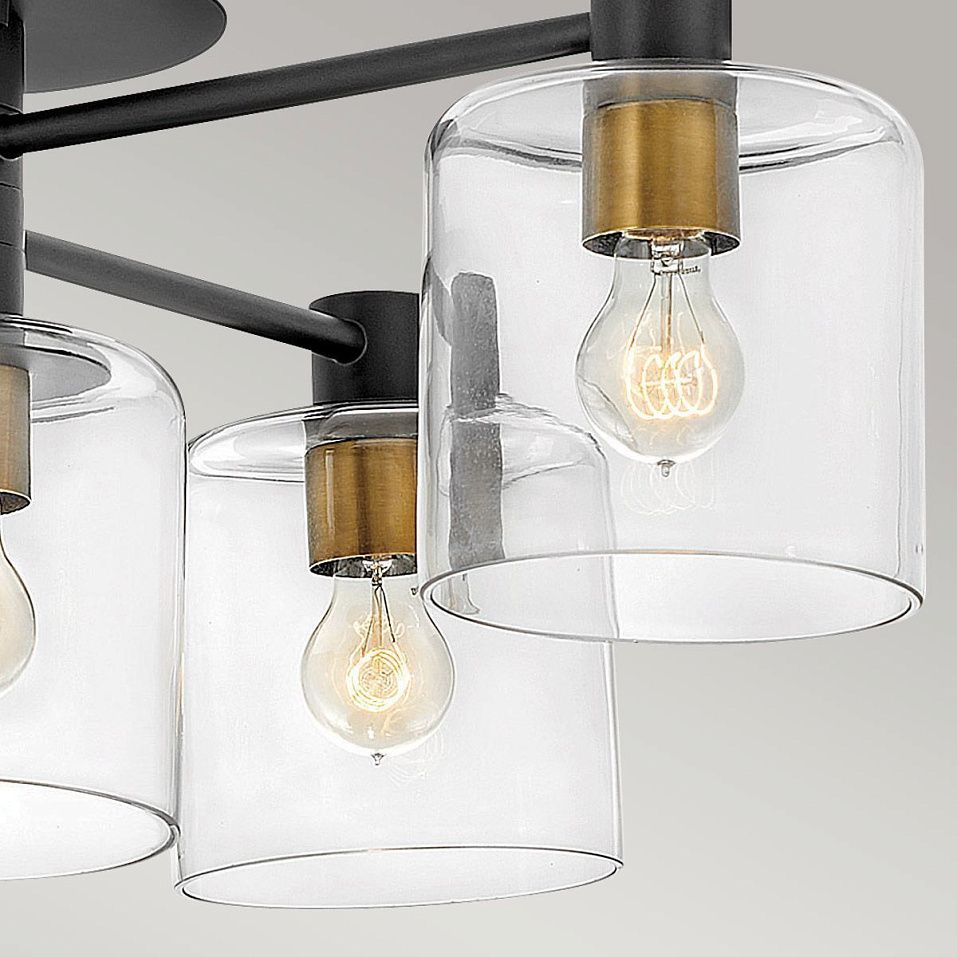 QN-AXEL7-BK  ALEX Black with Heritage Brass/Clear// потолочный E27 7х60  х   
