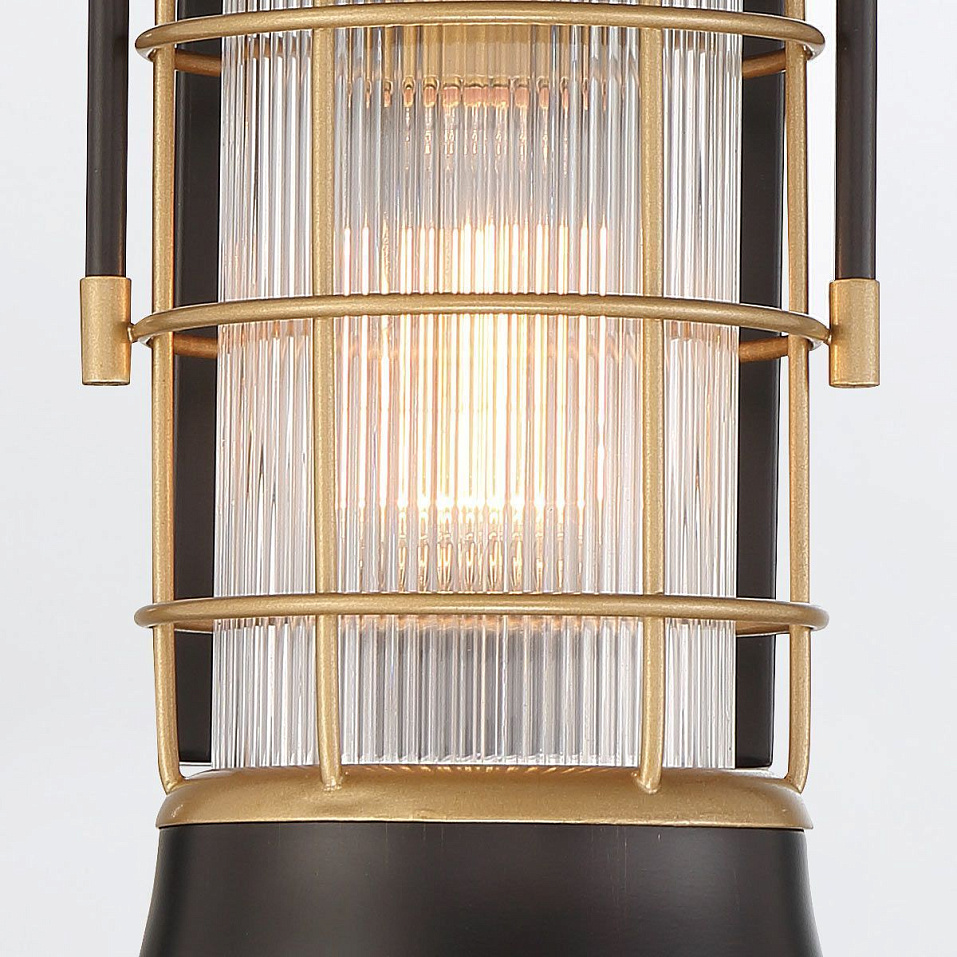 QN-RIVAMAR-S-BLK-GD RIVAMAR Black and Brushed Gold/Clear Ribbed// настенный E27 1х40  х   