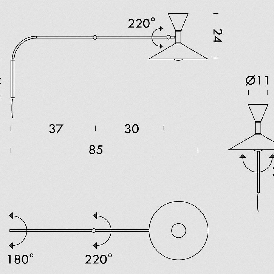 LMM EDD 31 LAMPE DE MARSEILLE MINI matt grey/ настенный E14 2х46  х   