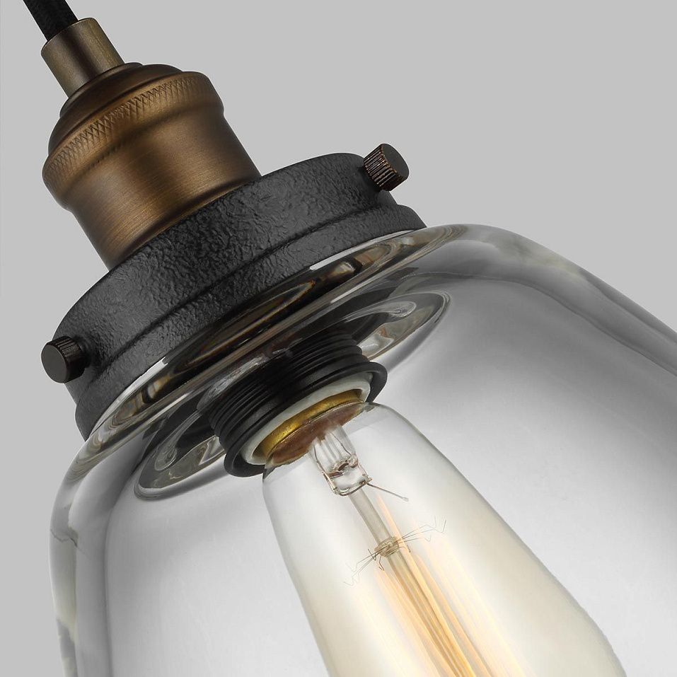 FE-BASKIN-P-B-BR BASKIN Painted Aged Brass/Dark Weathered Zinc/Clear// подвесной E27 1х60  х   