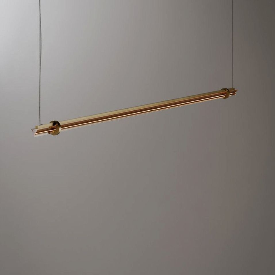 024S2M03G.CE Optical Suspension 1 Natural Burnished Brass /Amber Trihedron //янтарный подвесной LED    