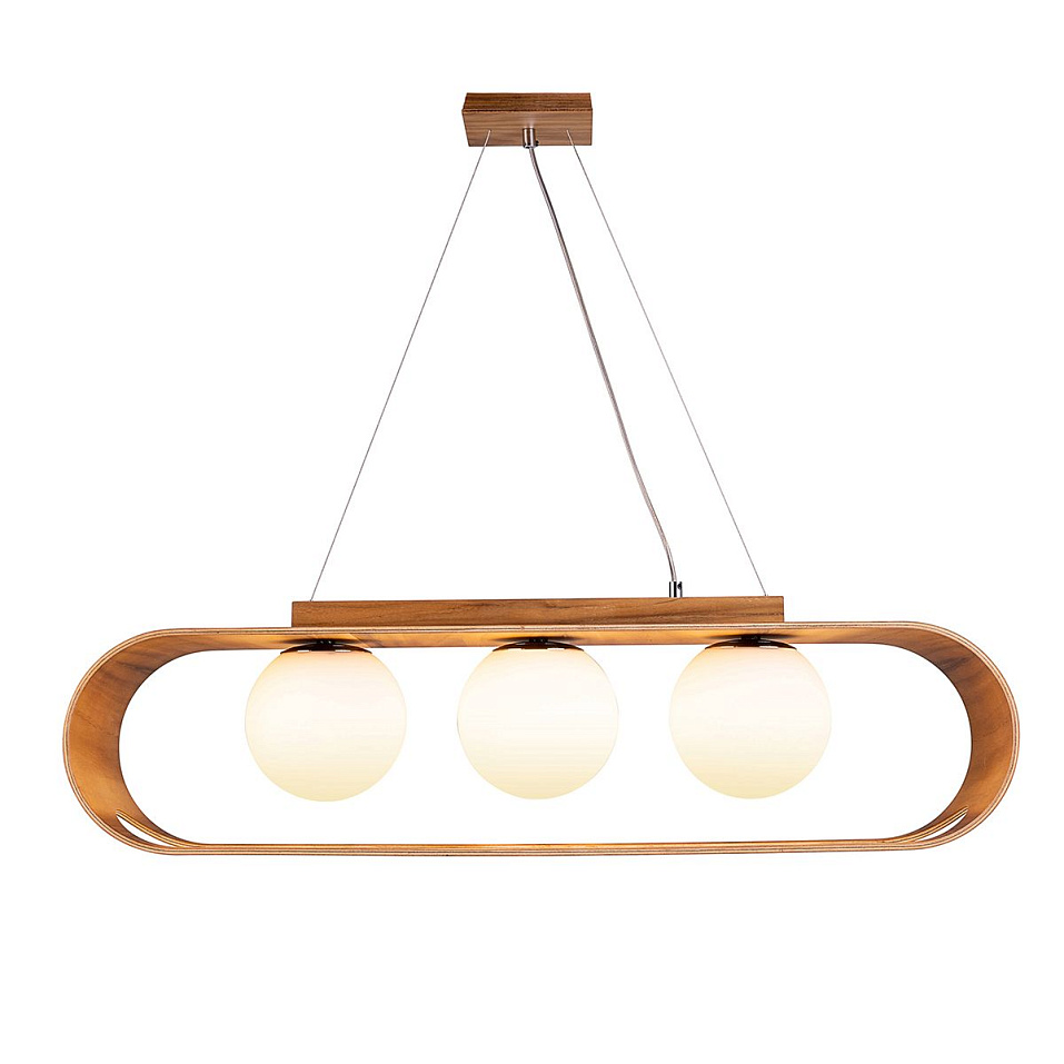 QN-SFERA-3P-TEAK  SFERA Teak Veneer /Nickel-Plated Aluminium /Opal// подвесной E27 3х40  х   