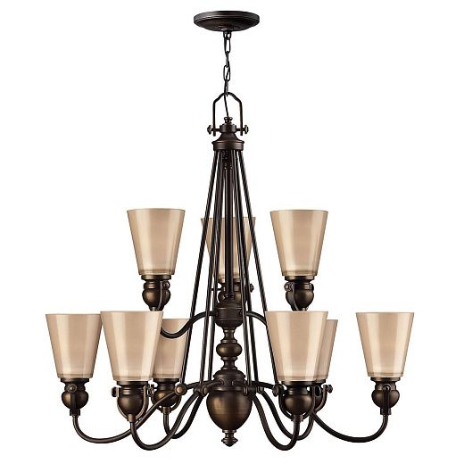HK-MAYFLOWER9 MAYFLOWER Olde Bronze /Etched Amber // подвесной E27 9х60  х  HK-MAYFLOWER9
