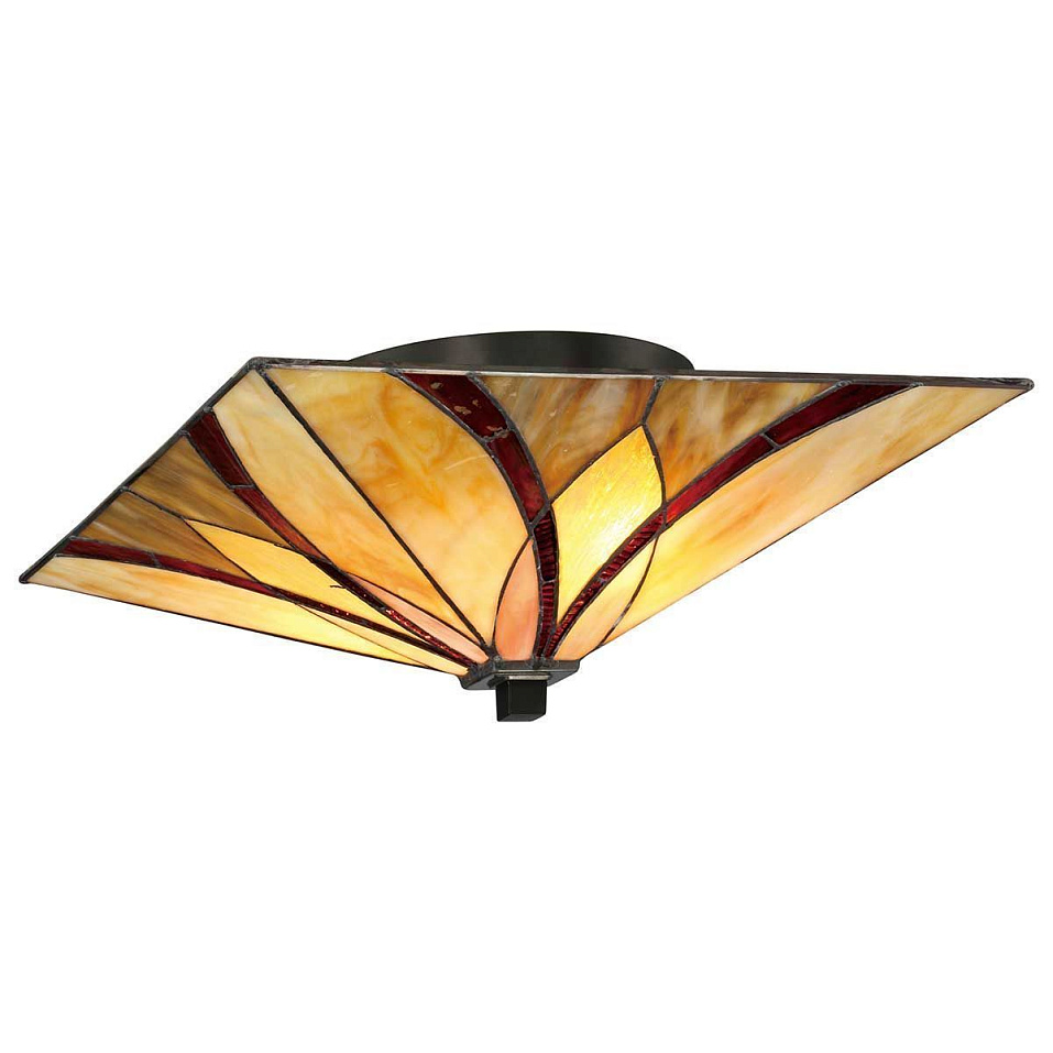 QZ-ASHEVILLE-F ASHEVILLE Valiant Bronze/Cream, Amber & Red// потолочный E27 2х60  х   