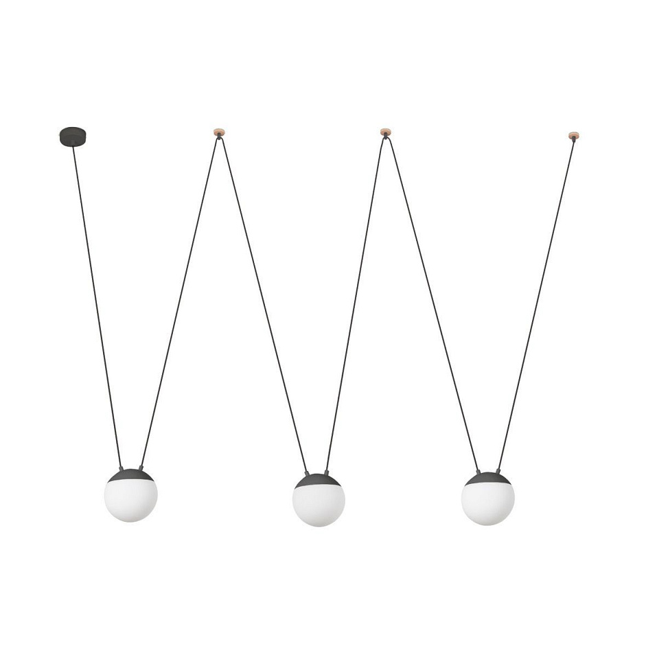 28210-3L MINE Dark Grey/White opal// подвесной E27 LED 3х15  х   
