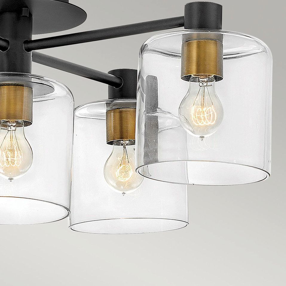 QN-AXEL5-BK ALEX Black with Heritage Brass /Clear// потолочный E27 5х60  х   