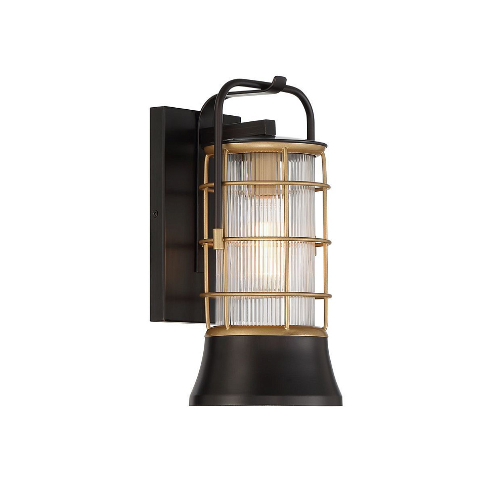 QN-RIVAMAR-S-BLK-GD RIVAMAR Black and Brushed Gold/Clear Ribbed// настенный E27 1х40  х   