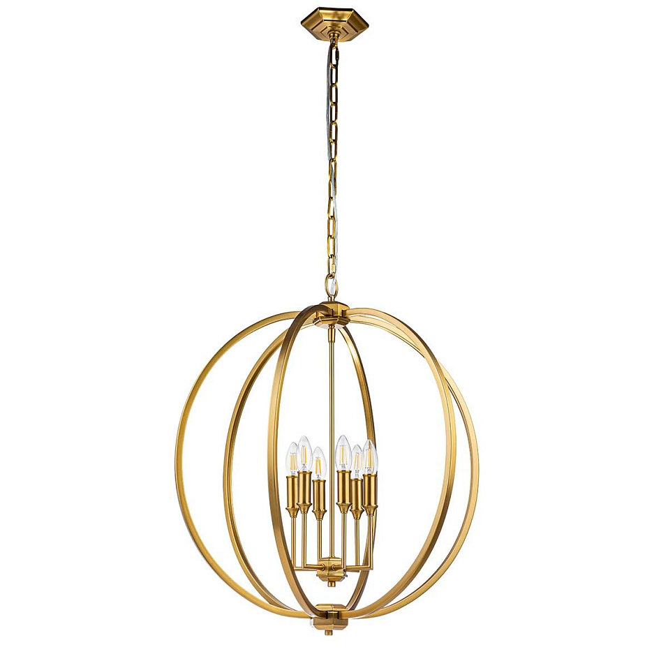 FE-CORINNE-6P-L-BB  CORINNE Burnished Brass /Burnished Brass // подвесной E14 6х60  х   