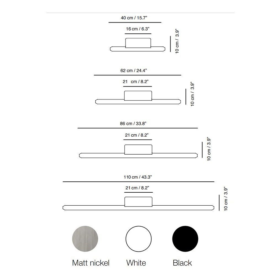 6941000 LINEAL Matt nickel/Matt nickel//матовый настенный LED 1х11  х   