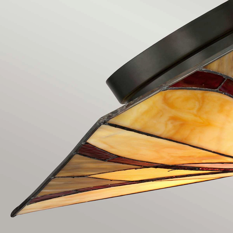QZ-ASHEVILLE-F ASHEVILLE Valiant Bronze/Cream, Amber & Red// потолочный E27 2х60  х   