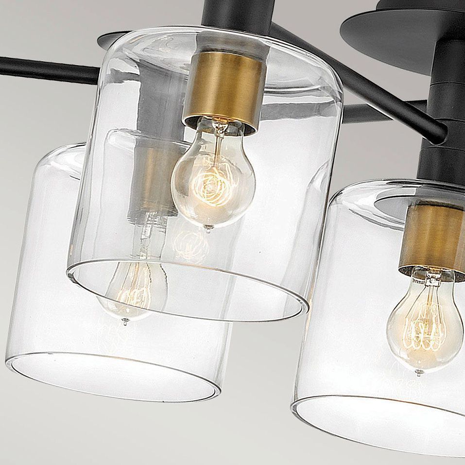 QN-AXEL7-BK  ALEX Black with Heritage Brass/Clear// потолочный E27 7х60  х   