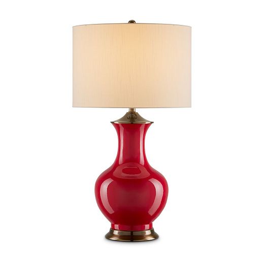 QNC-LILOU-TL-RED LILOU Red / Antique Brass/Eggshell// настольный E27 1х150  х  QNC-LILOU-TL-RED
