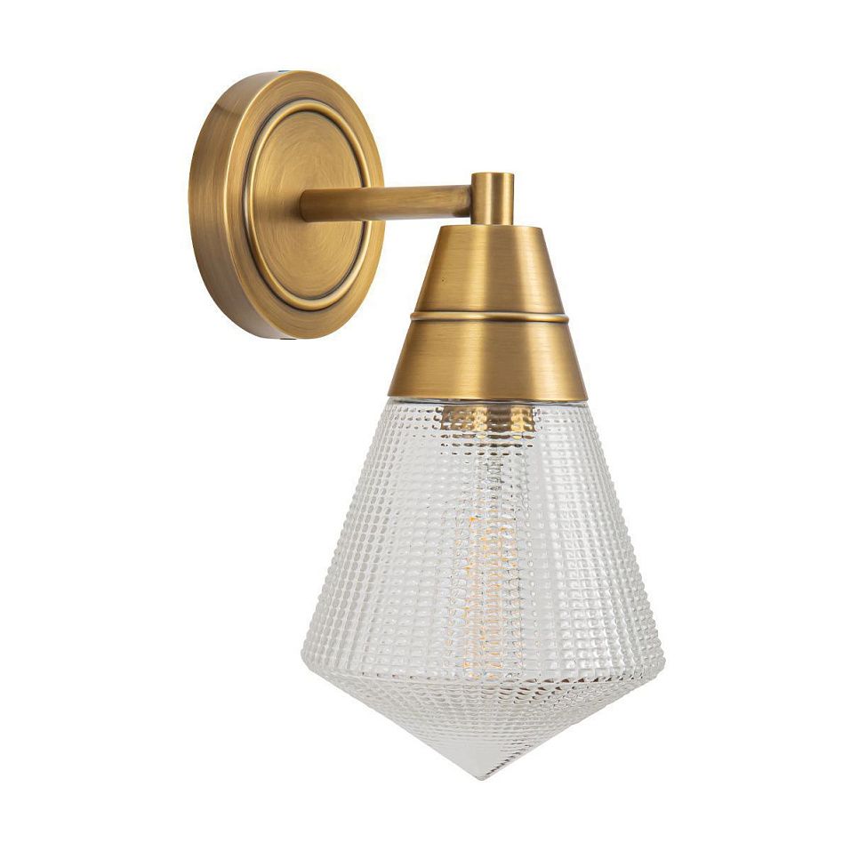 QN-WILLARD-1WB-VBS-PG  WILLARD Vintage Brass /Clear Prismatic// настенный E27 1х60  х   