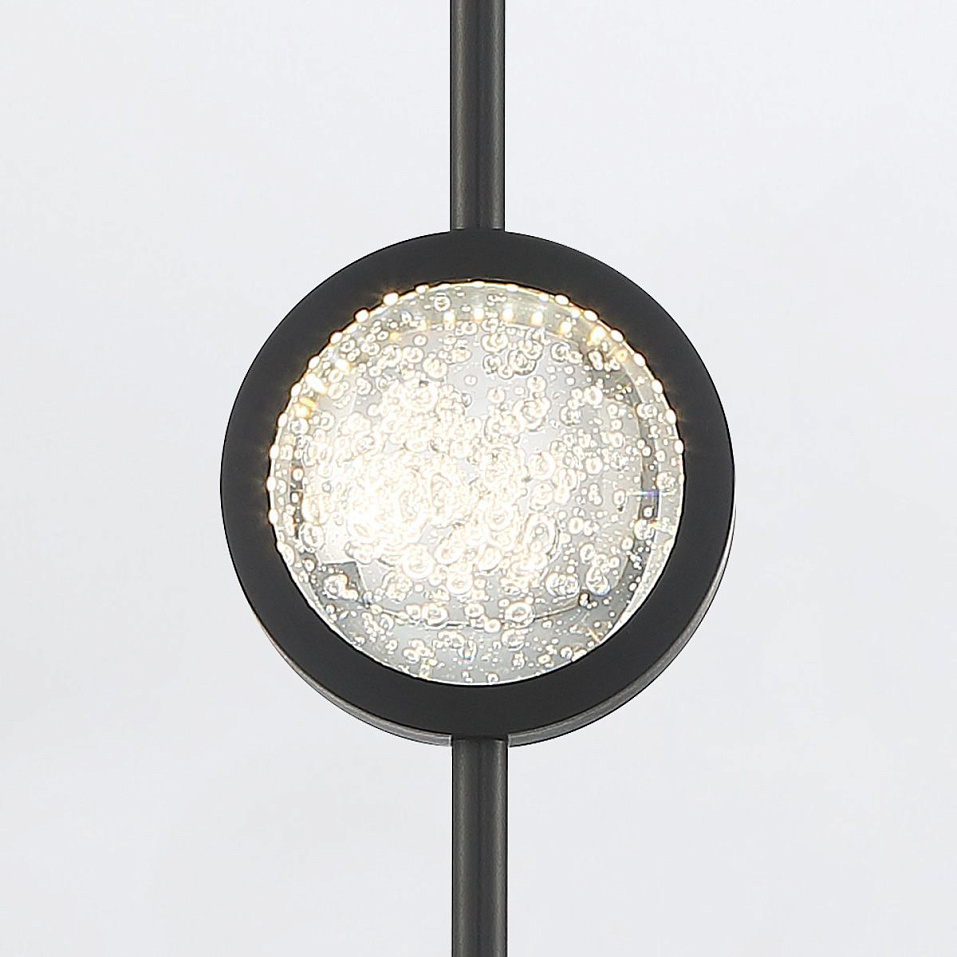 QN-BARLETTA-1P-BK BARLETTA Black/Clear Seeded Glass// подвесной LED 1х6  х   