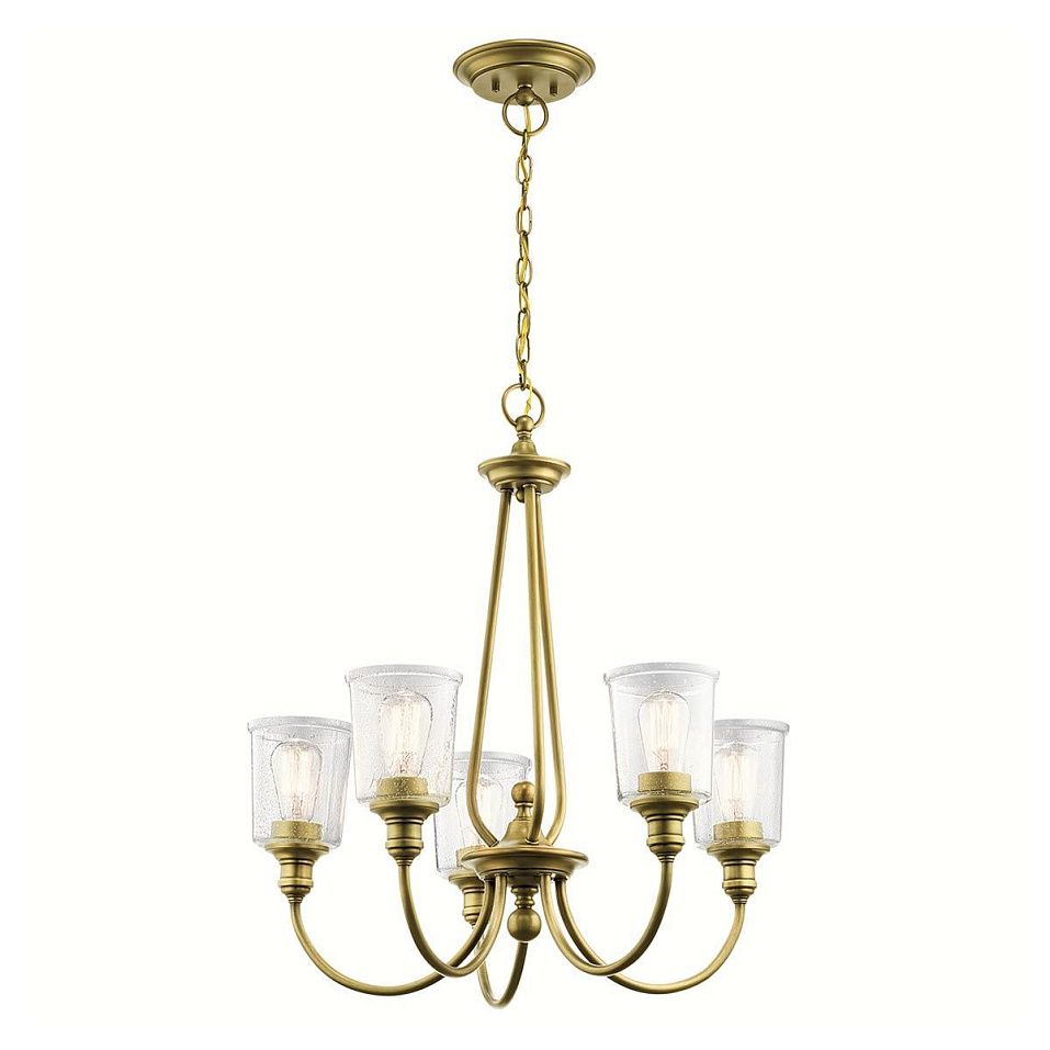 KL-WAVERLY5-NBR WAVERLY Natural Brass/Seeded Glass // подвесной E14 5х60  х   