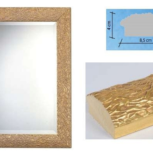 355RMO468/355 rett 48x68/64x84 Зеркало, gold foil, дерево/стекло, 64х84х4 см  355RMO468/355 rett 48x68/64x84