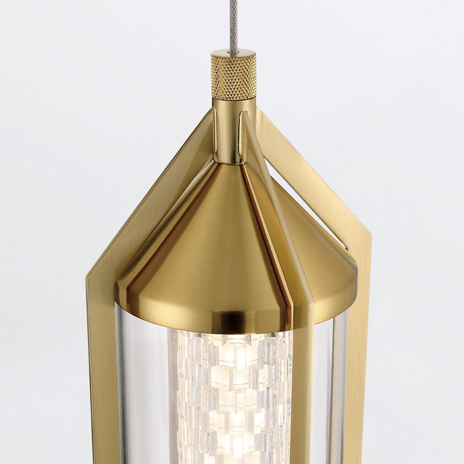 QN-ESPADA-1P-BG ESTRADA Brushed Gold/Clear//прозрачный подвесной LED 1х18  х   