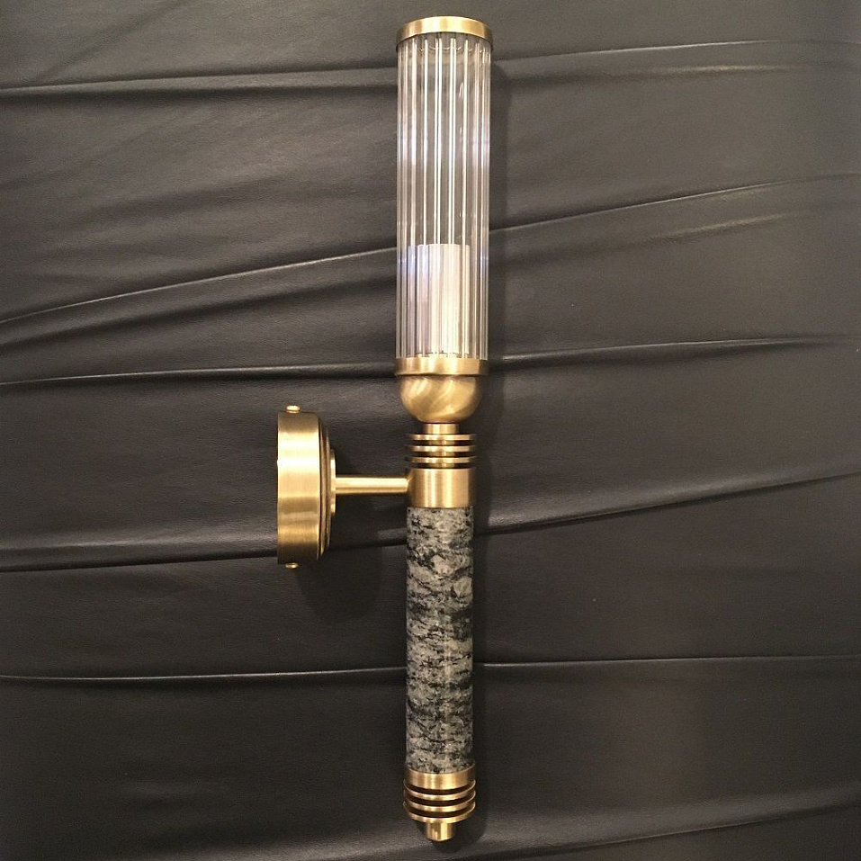 IZA-K-1(P/5)T IZANO brass patina/green grey granit/clear// настенный E14 1х40  х   