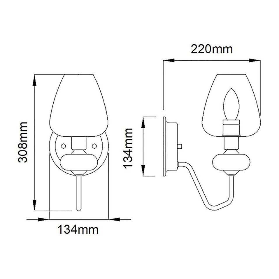 DL-ARMAND1-PN ARMAND Polished Nickel/Clear// настенный E14 1х40  х   