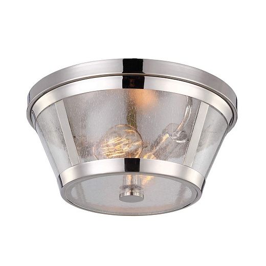 FE-HARROW-F HARROW Polished Nickel /Clear Seeded// потолочный E27 2х60  х  FE-HARROW-F