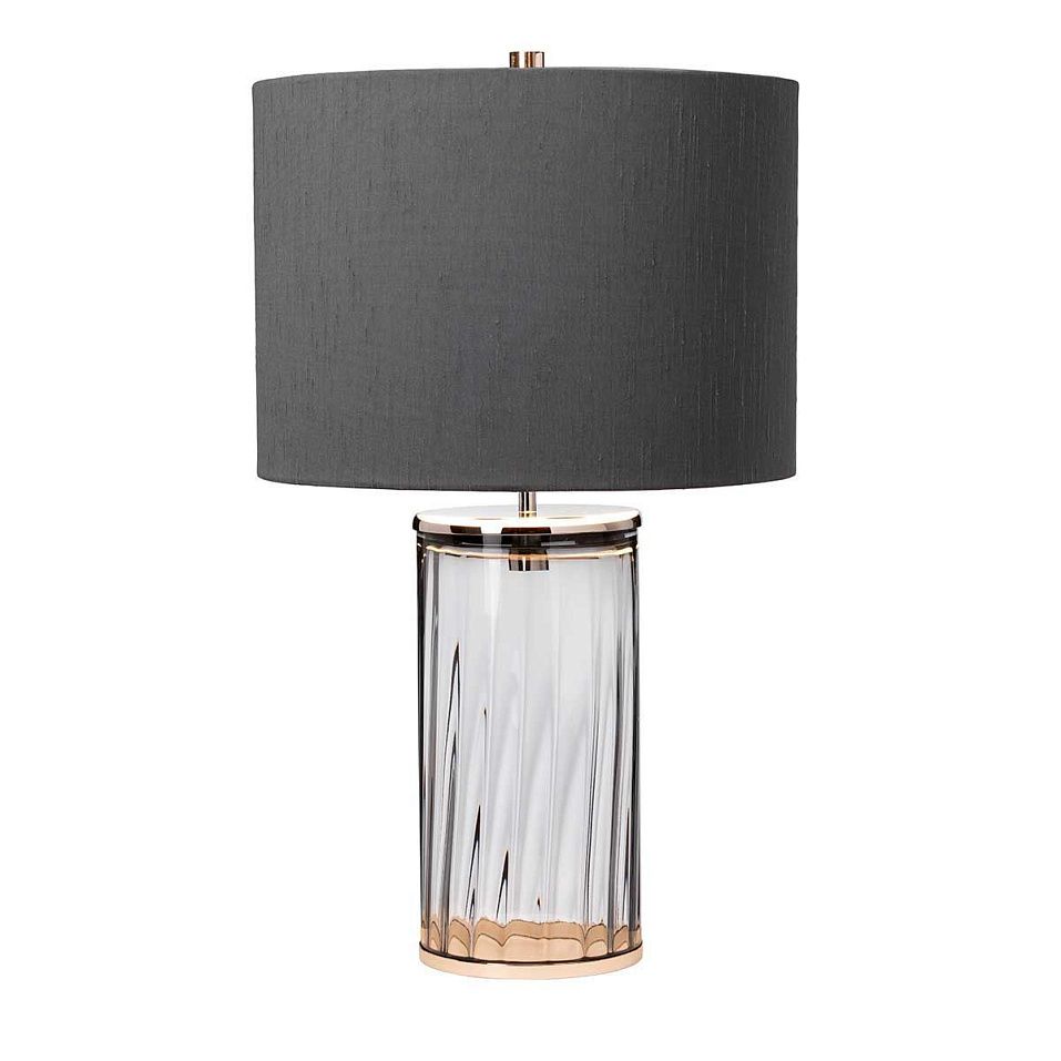 QN-RENO-SMOKE-PN RENO Polished Nickel/grey faux silk// настольный E27 1х60  х   