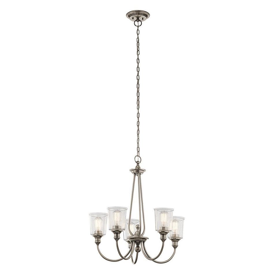 KL-WAVERLY5-CLP WAVERLY Classic Pewter/Seeded Glass// подвесной E14 5х60  х   