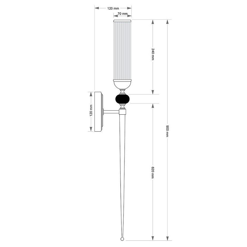CAN-K-1(ZM/1)T/70 CANTU matt gold/black/clear// настенный E14 1х40  х   