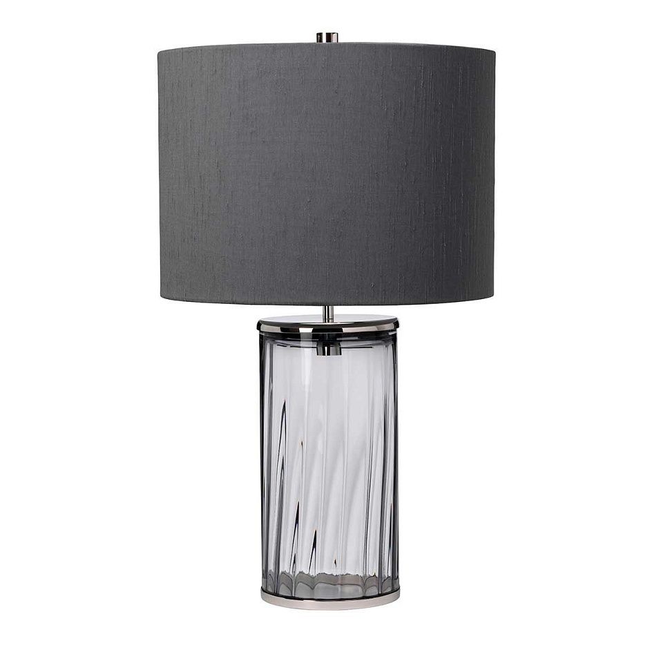 QN-RENO-SMOKE-PN RENO Polished Nickel/grey faux silk// настольный E27 1х60  х   