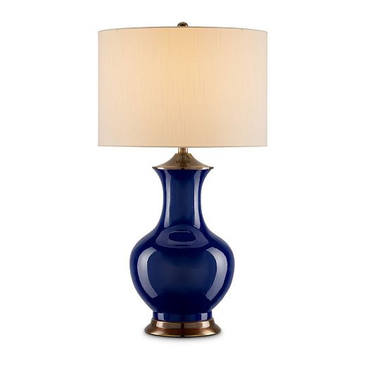 QNC-LILOU-TL-BLUE  LILOU Blue / Antique Brass /Eggshel// настольный E27 1х150  х  QNC-LILOU-TL-BLUE 