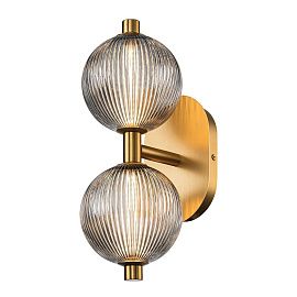 QN-PALMAS-2W-BG PALMAS Brushed Gold/Smoked// настенный LED 1х18  х  QN-PALMAS-2W-BG
