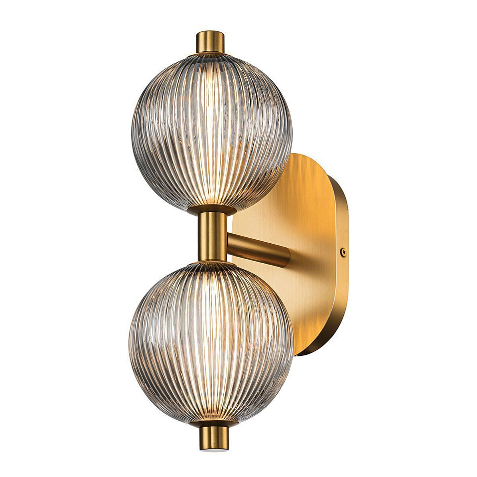 QN-PALMAS-2W-BG PALMAS Brushed Gold/Smoked// настенный LED 1х18  х   