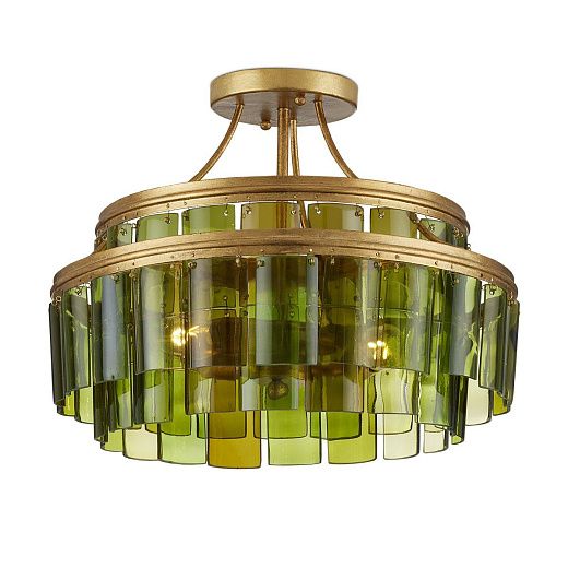 QNC-VINTNER-3SF-GR-CGL VINTNER Contemporary Gold Leaf/Recycled Green// потолочный E14 3х40  х  QNC-VINTNER-3SF-GR-CGL