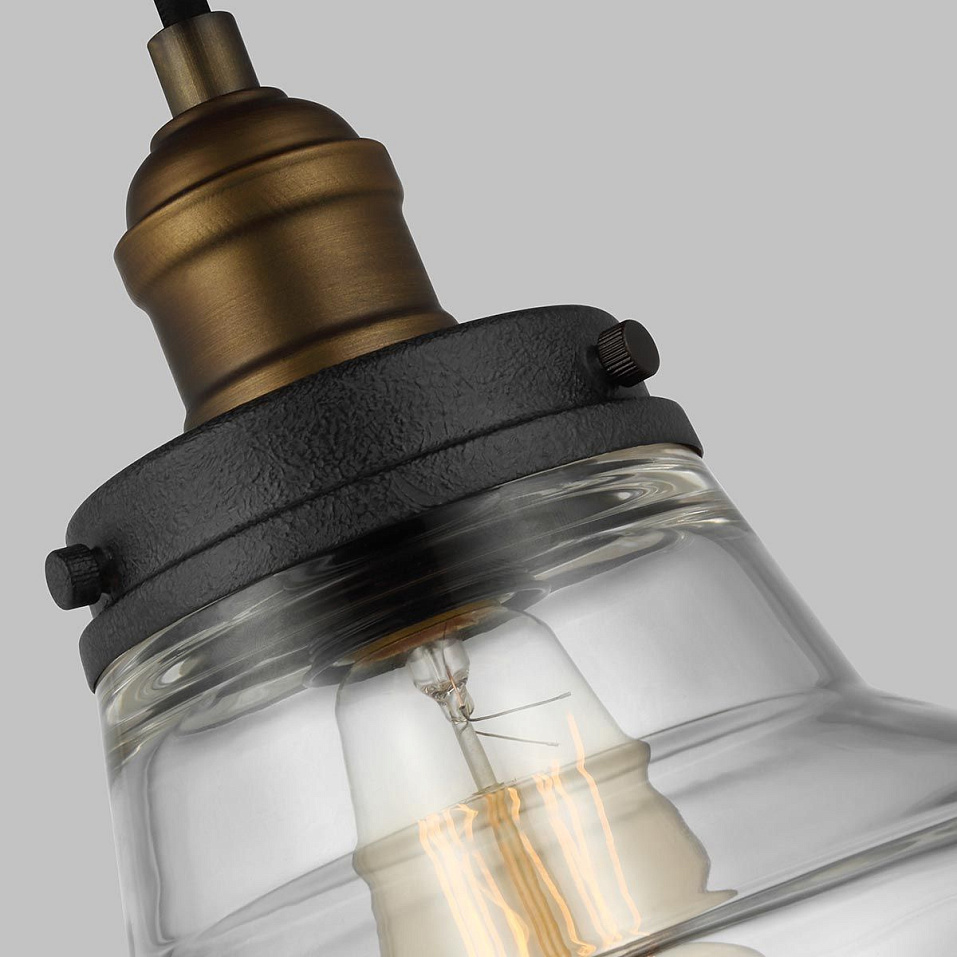 FE-BASKIN-P-A-BR BASKIN Painted Aged Brass/Dark Weathered Zinc /Clear// подвесной E27 1х60  х   