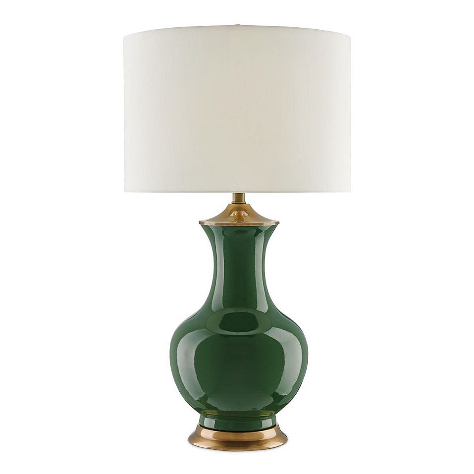 QNC-LILOU-TL-GREEN LILOU Green / Antique Brass/Eggshell// настольный E27 1х150  х   