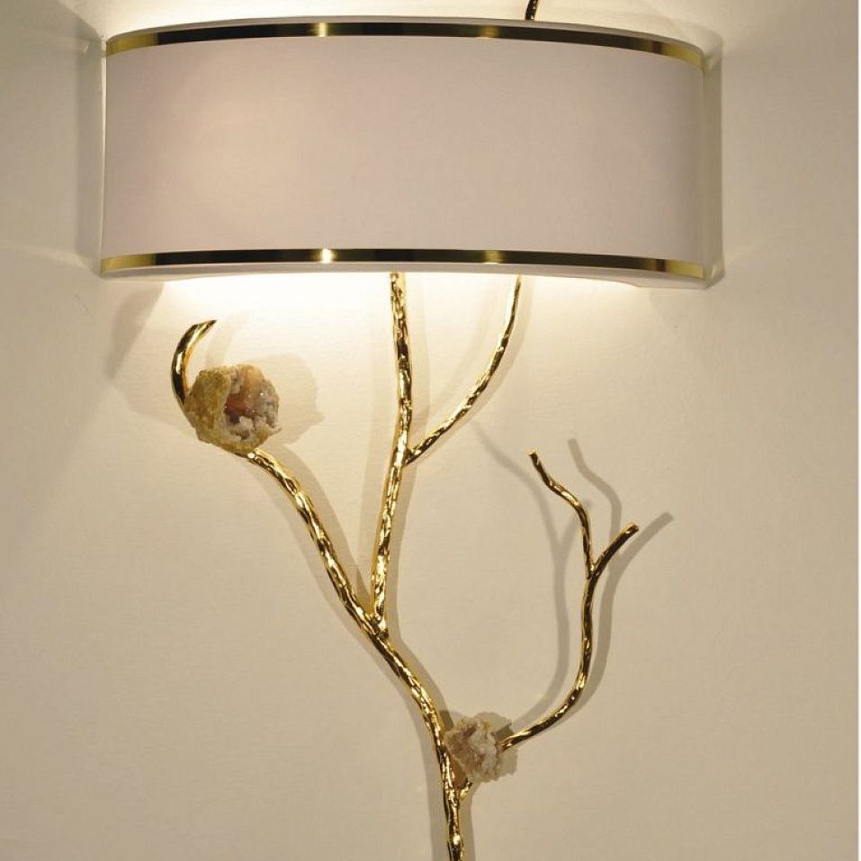 Concept Rochelle: Wall light – 020 ROCHELLE forged brass with Calcite Geodesis Gold plated 24kt/ivor   