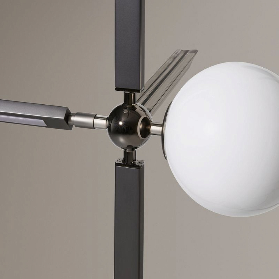 011F1M07GW.CE/UL PINOCCHIO FLOOR MATTE BLACK NICKEL/POLISHED BLACK NICKEL/WHITE/SMOKE GREY TRIHEDRON   