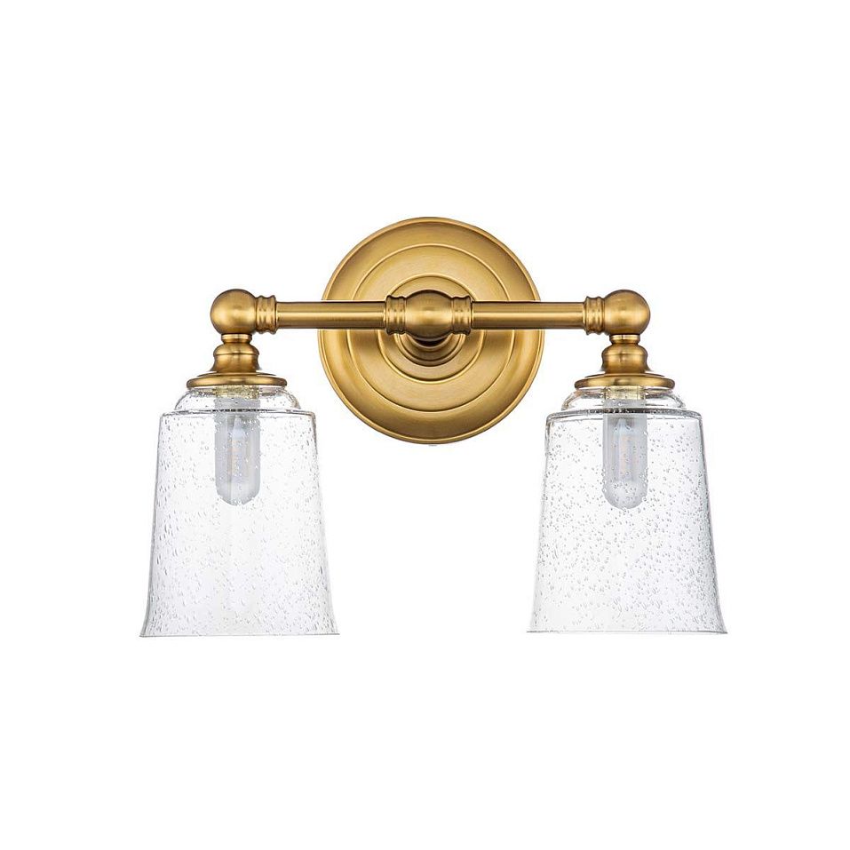FE-HUGOLAKE2BATH-BB HUGOLAKE Burnished Brass /Clear Seeded Glass// настенный G9 LED 2х3.5  х   