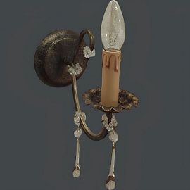 3593/1A OLD STYLE черный с золотистой патиной/прозрачный// настенный E14 1х40  х  3593/1A