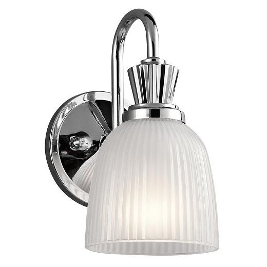 KL-CORA1-BATH CORA Polished Chrome /Ribbed Glass// настенный G9 LED 1х3  х  KL-CORA1-BATH