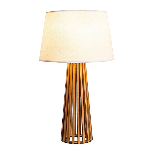 QN-SLATTED-TL-TEAK SLATTED Teak Veneer/Ivory // настольный E27 1х60  х  QN-SLATTED-TL-TEAK