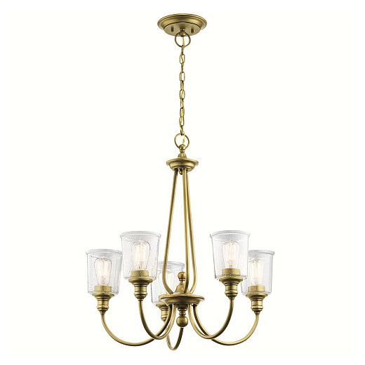 KL-WAVERLY5-NBR WAVERLY Natural Brass/Seeded Glass // подвесной E14 5х60  х  KL-WAVERLY5-NBR