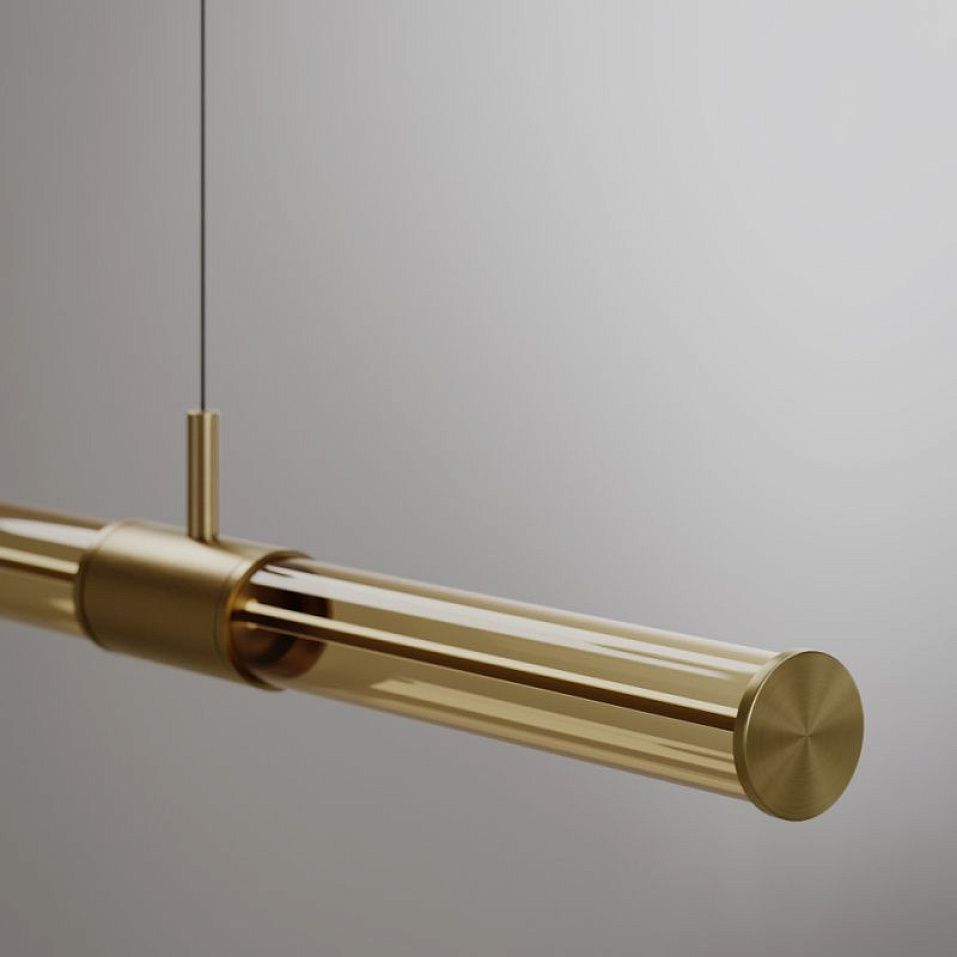 028S2M11B.CE/UL CROSS LINEAR LIGHT BURNISHED BRASS/BRONZE GLASS// подвесной LED х19.2  х   