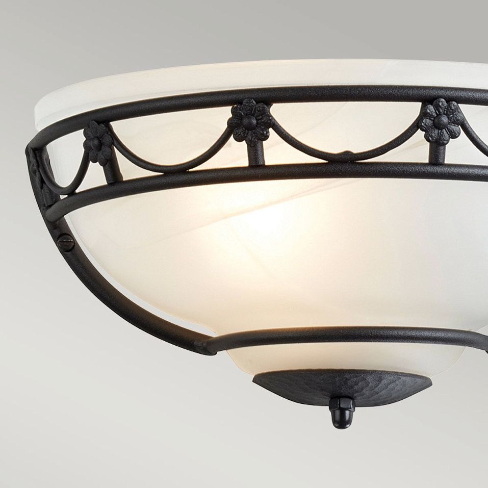 CB-WU-BLACK CARISBROOKE Black / Alabaster Style Glass // настенный E27 1х60  х   